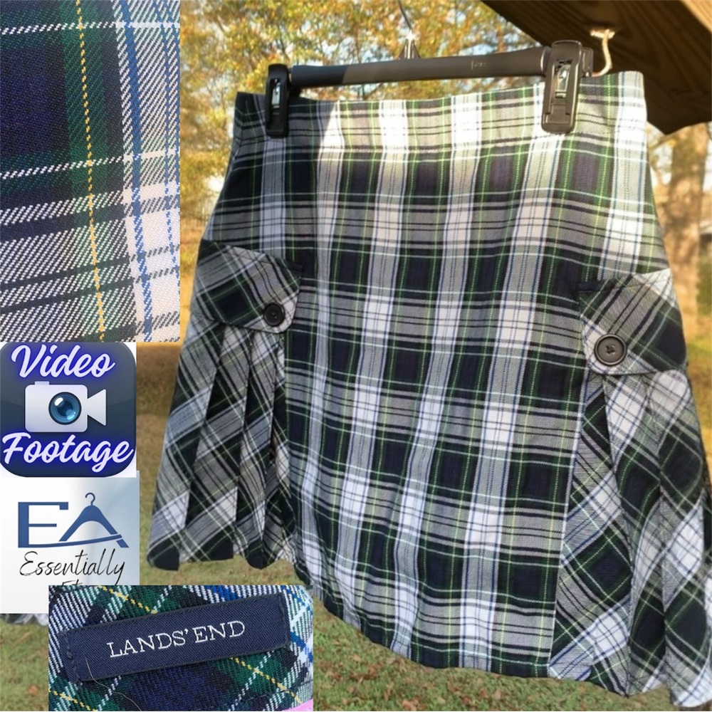 Lands' End Plaid Skort Hunter Navy Green